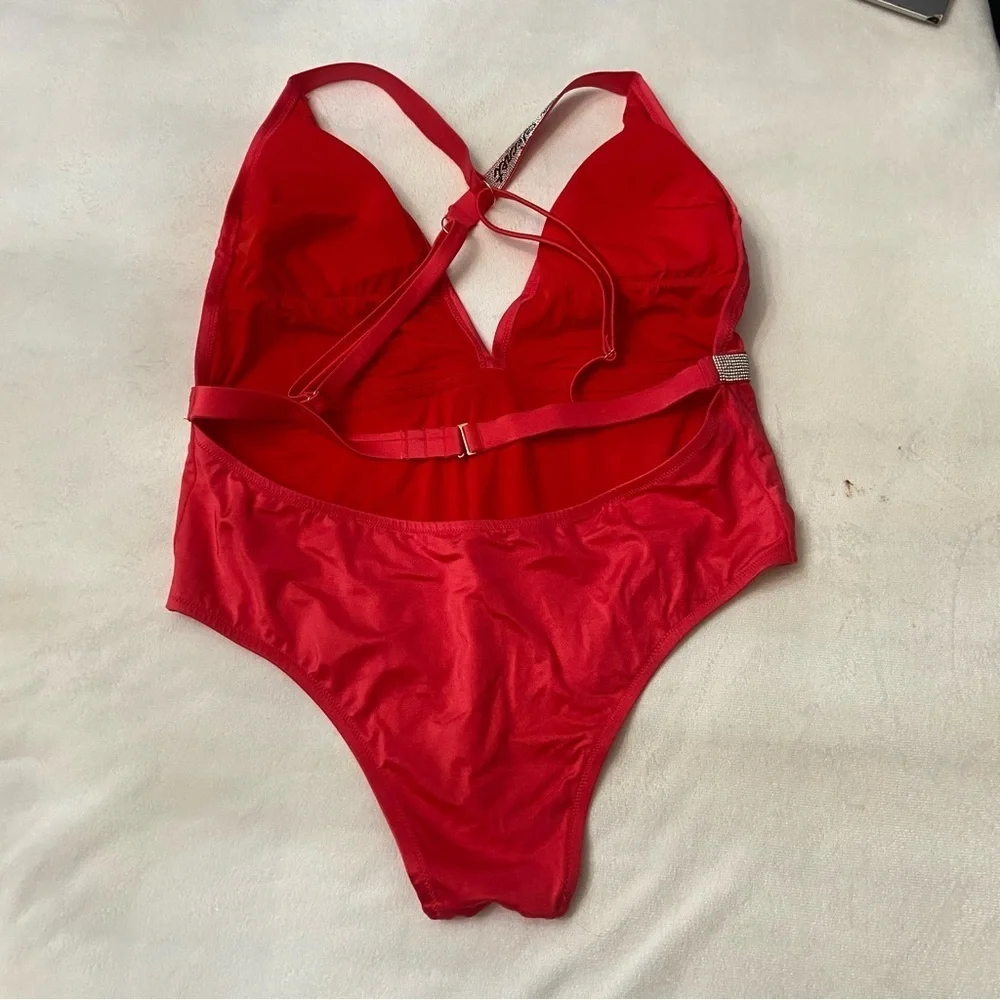 New! Victoria’s Secret Bling Shine Strap Plunge One Piece Swimsuit 3838